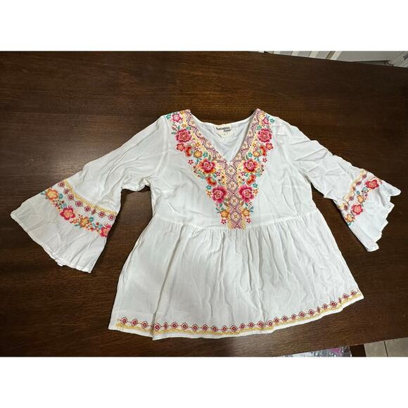 Savanna Jane Tops - Savanna Jane Boho Festival Western Embroidered Top Women Large Colorful Peasant